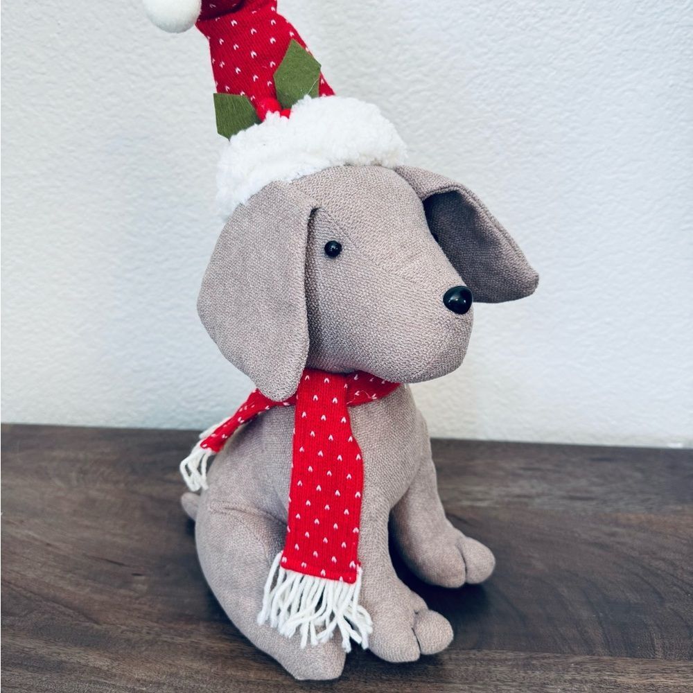Christmas Dog Plush Holiday Pet Decor Shelf Sitter